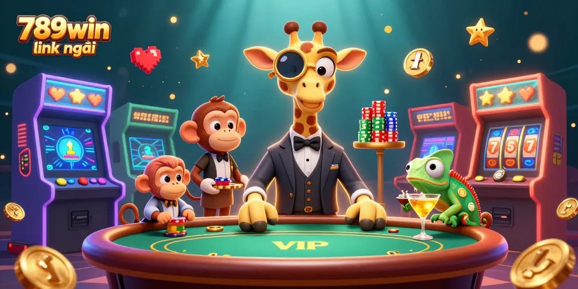 Experience thrilling fun at 789win link mới with 3D cartoon characters enjoying vibrant casino games and excitement.