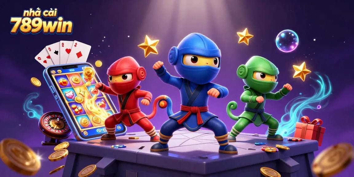 Experience thrilling gambling action with nhà cái 789win in a vibrant casino scene featuring 3D characters.
