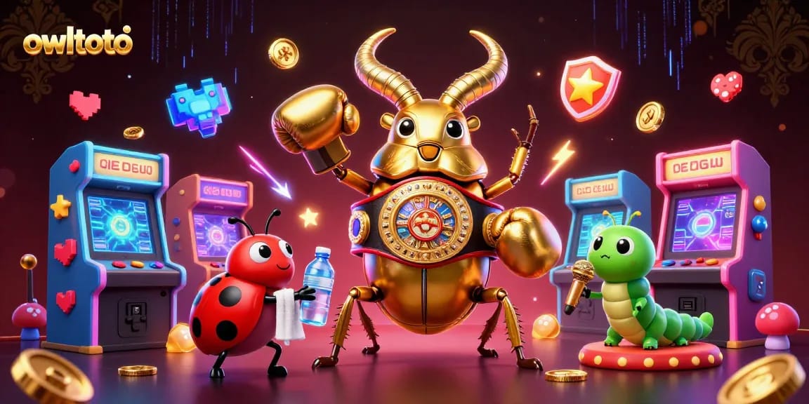 Experience the thrill of owltoto with a vibrant 3D casino illustration featuring colorful arcade elements.