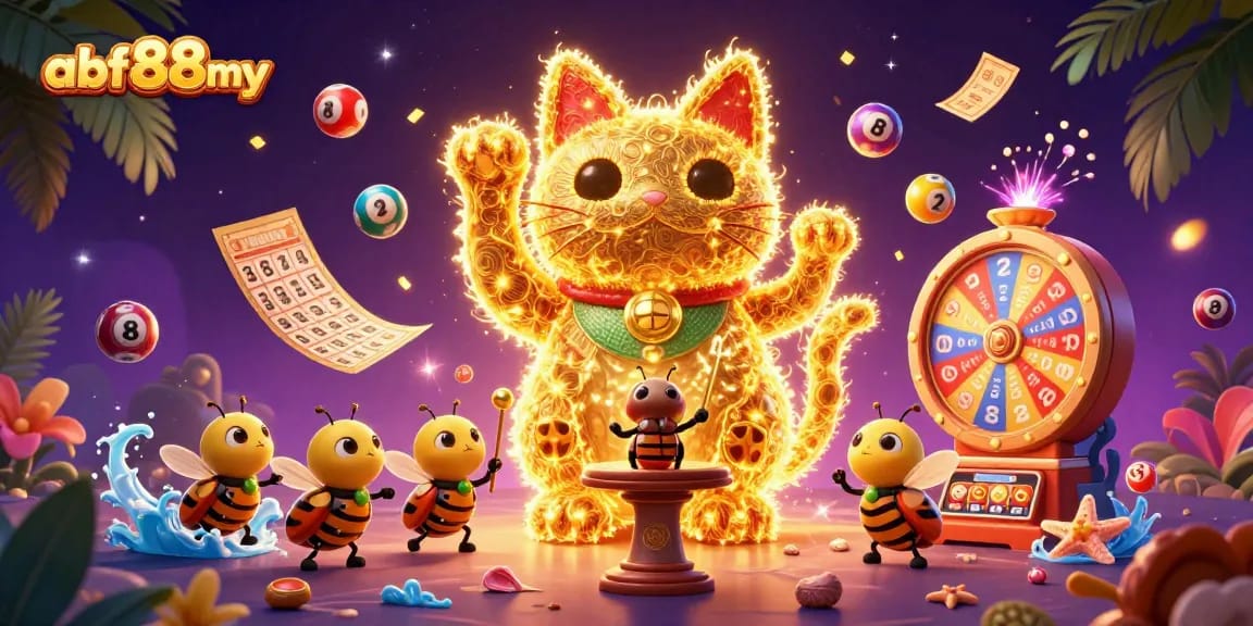 Check out afb88my's vibrant and exciting digital lottery scene featuring a lucky cat.