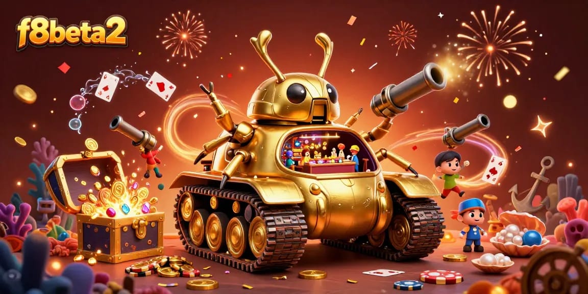 Engage in thrilling gaming with f8beta2, a vibrant 3D casino scene that captivates players.