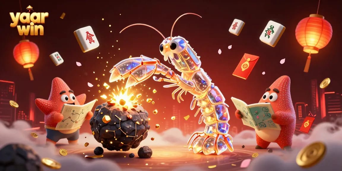 yaar win showcases a vibrant 3D scene of a samurai mantis shrimp in a casino adventure