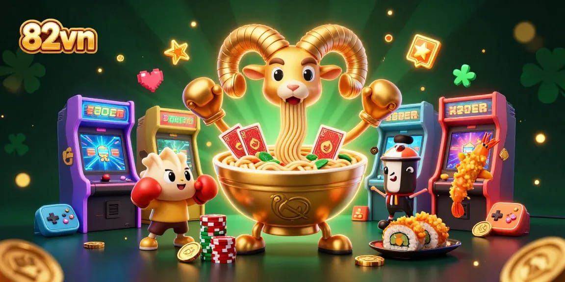 Experience the excitement at 82vn with a vibrant 3D cartoon casino scene filled with action and fun.