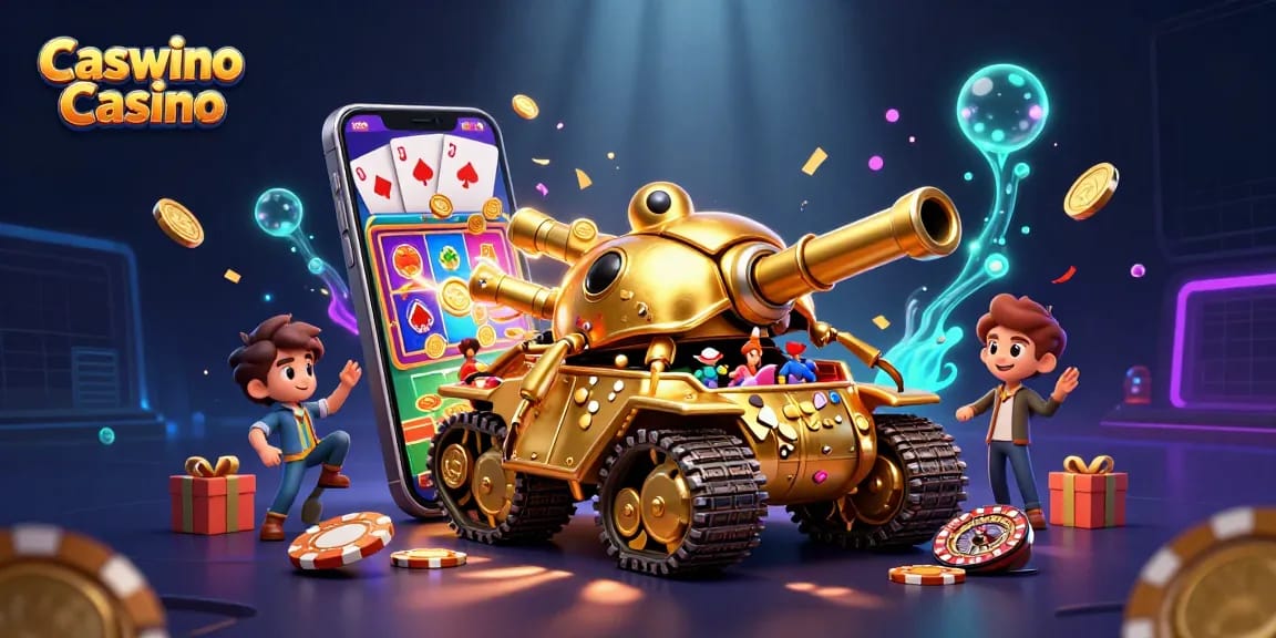 Experience the excitement of Caswino Casino with a vibrant 3D illustration of a whimsical casino beetle tank.