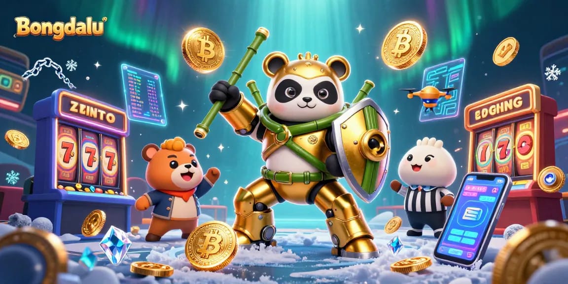 Bongdalu highlights thrilling slot action in vibrant 3D illustration with dynamic characters and casino elements.