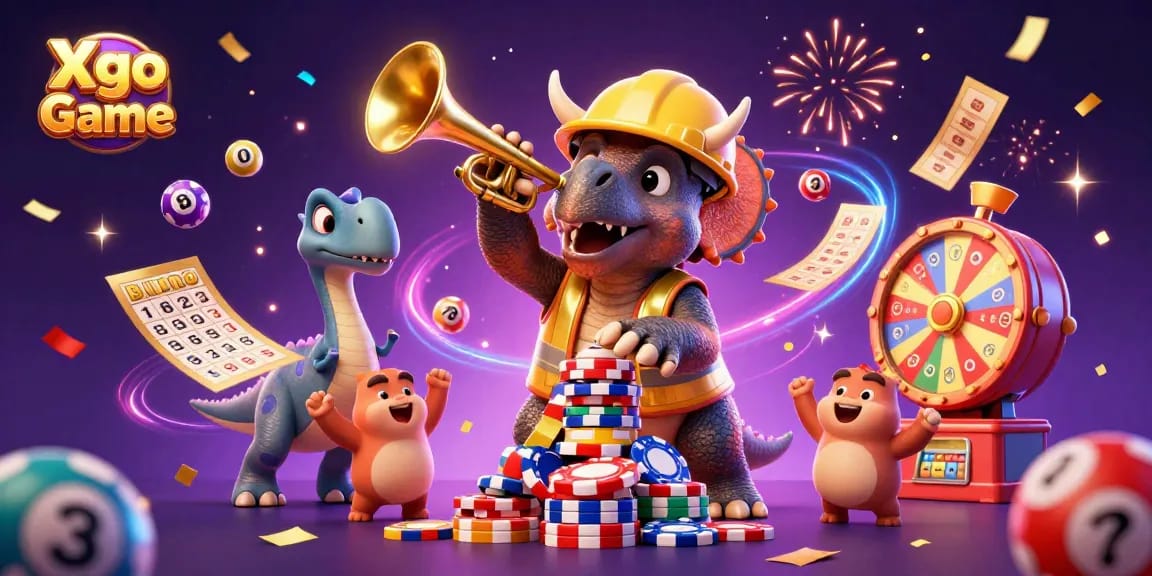 Xgo Game offers exciting online entertainment with a colorful interactive casino scene featuring joyful characters.