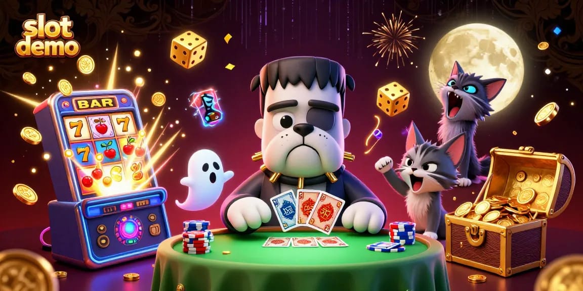 Engage in winning strategies with slot demo featuring lively casino characters and vibrant visuals.