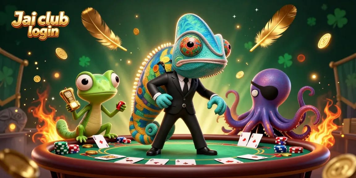 Engage with Jai club login, showcasing vibrant poker scene with dynamic characters.