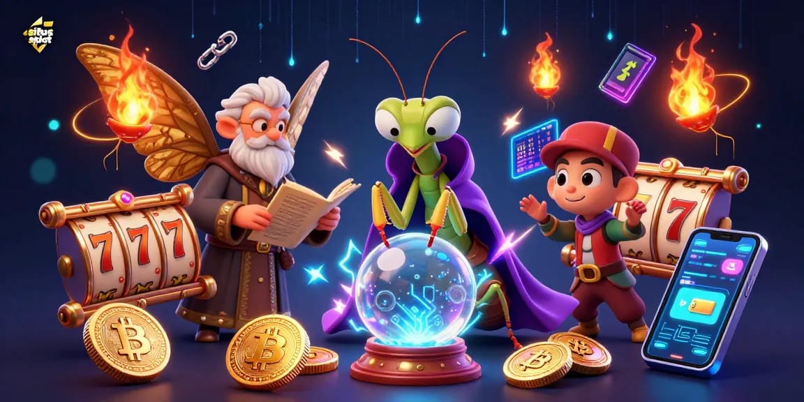 Situs slot dengan suasana kartun 3D yang penuh warna, menampilkan karakter penjaga keberuntungan dan simbol permainan, siap untuk para petaruh.