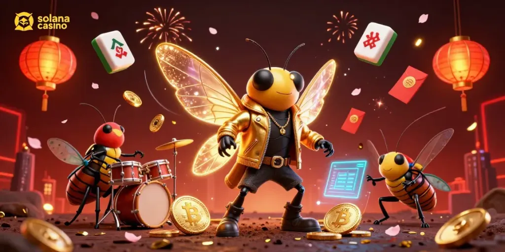 Experience the excitement of solana casino with dynamic 3D characters and vibrant gaming elements.