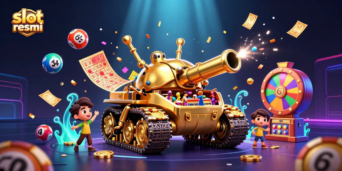 Experience thrilling wins at slot resmi with this vibrant illustration of a casino in a tank.