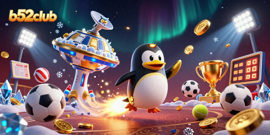 Engage with thrilling gaming action at b52club, where a golden penguin flies to a casino destination.