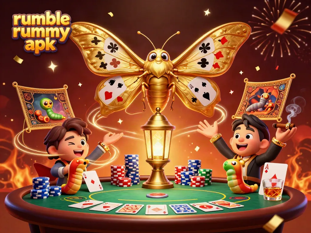 Experience the thrill of Rumble Rummy APK with vibrant, cinematic casino art.