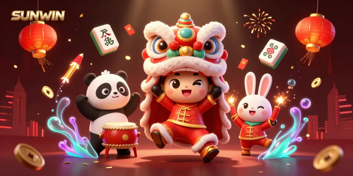 Experience thrilling gameplay at SUNWIN with vibrant casino-themed festivities featuring a dynamic lion dance.