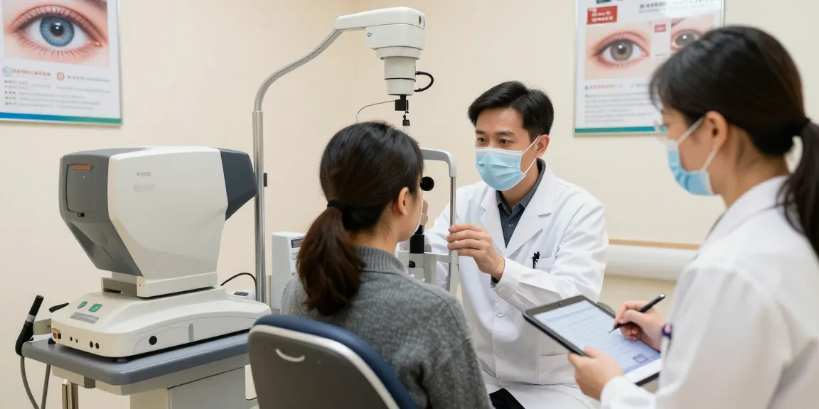 Ophthalmologist at SNU Eye Clinic conducting an eye exam, showcasing advanced vision care solutions in Korea