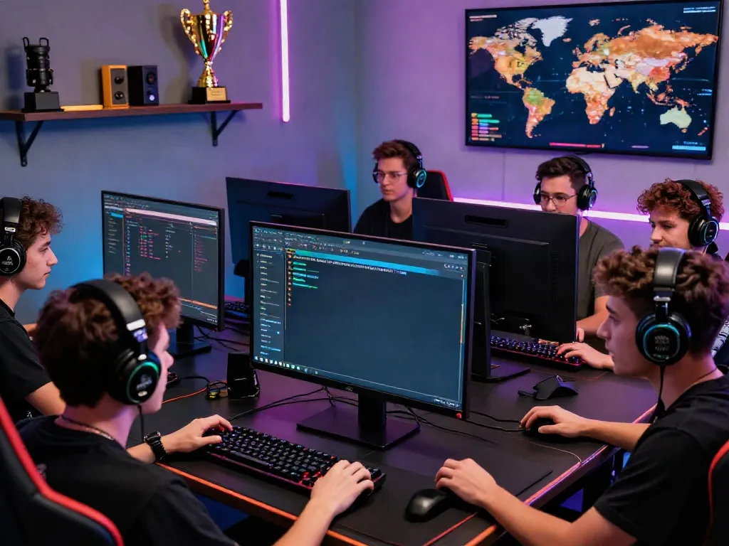 Group of gamers around a luxurious setup exploring the Luxury111 platform in an engaging atmosphere.
