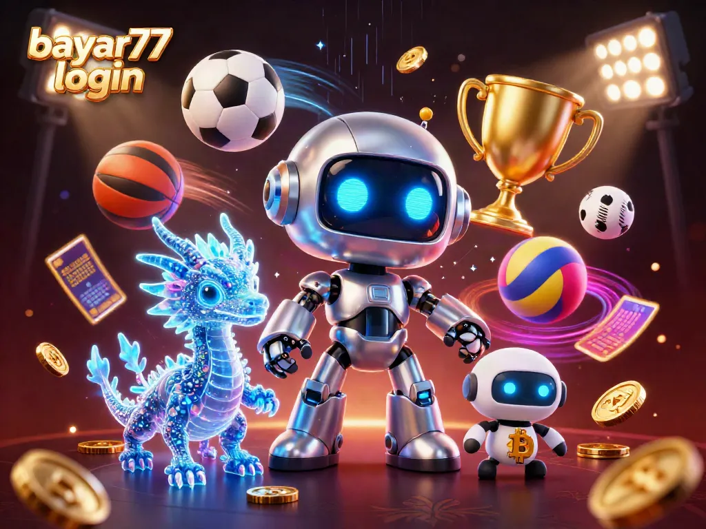 Experience seamless gameplay with bayar77 login, featuring an energetic scene of a cyberpunk robot and game elements.