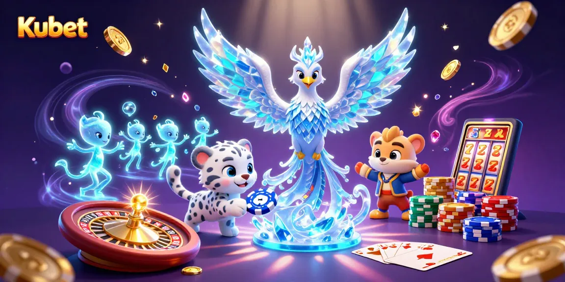 Kubet menyediakan pengalaman bermain penuh warna dengan elemen pertaruhan menarik dan karakter lucu dalam ilustrasi kasino 3D.