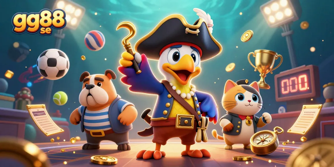 Bet on exciting games at gg88 se, where a colorful pirate captain parrot leads a lively betting scene.