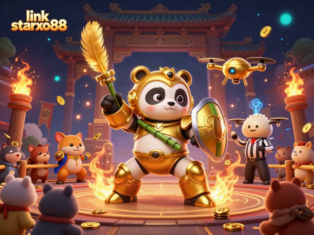 Engage with the exciting world of gambling at link starxo88 in this dynamic arena illustration.