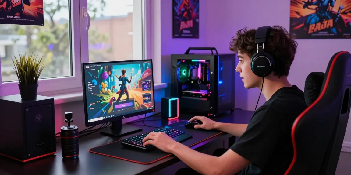 Player using Raja Game login on a laptop in a vibrant gaming setup.