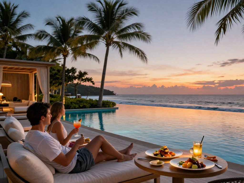 Pengalaman LUXURY111 di resor mewah dengan pemandangan matahari terbenam yang menakjubkan dan suasana santai.
