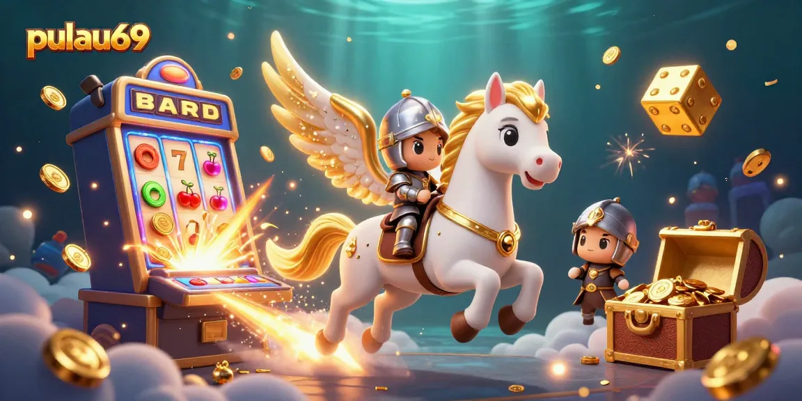 Experience the thrill of pulau69 with vibrant casino elements in a dynamic 3D scene.