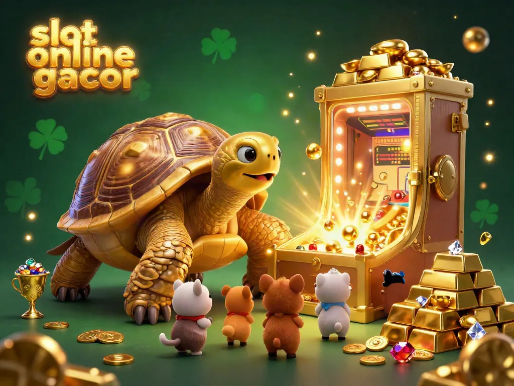 Engage in fun with slot online gacor as a giant tortoise pinball machine entertains eager animals.