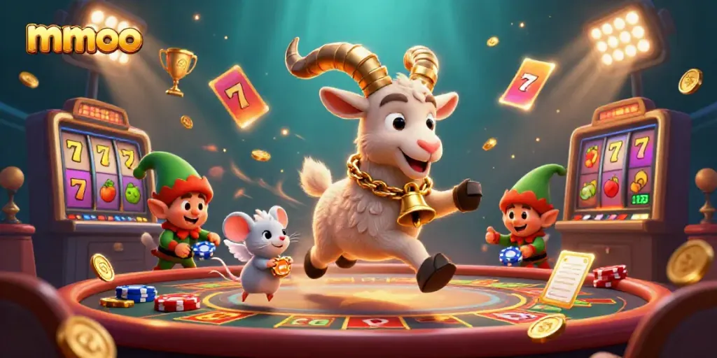 Experience thrilling gameplay with mmoo in an exciting holiday-horror casino scene.