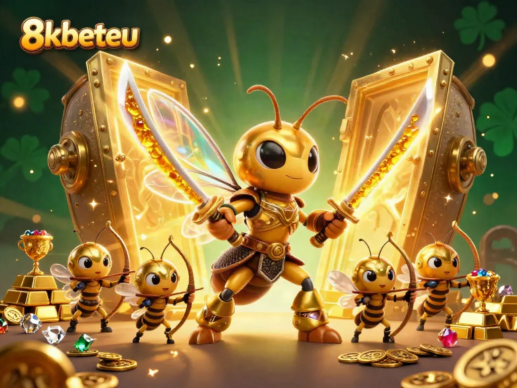 Engage in thrilling action at 8kbeteu with a vibrant scene featuring a golden hornet in samurai armor.