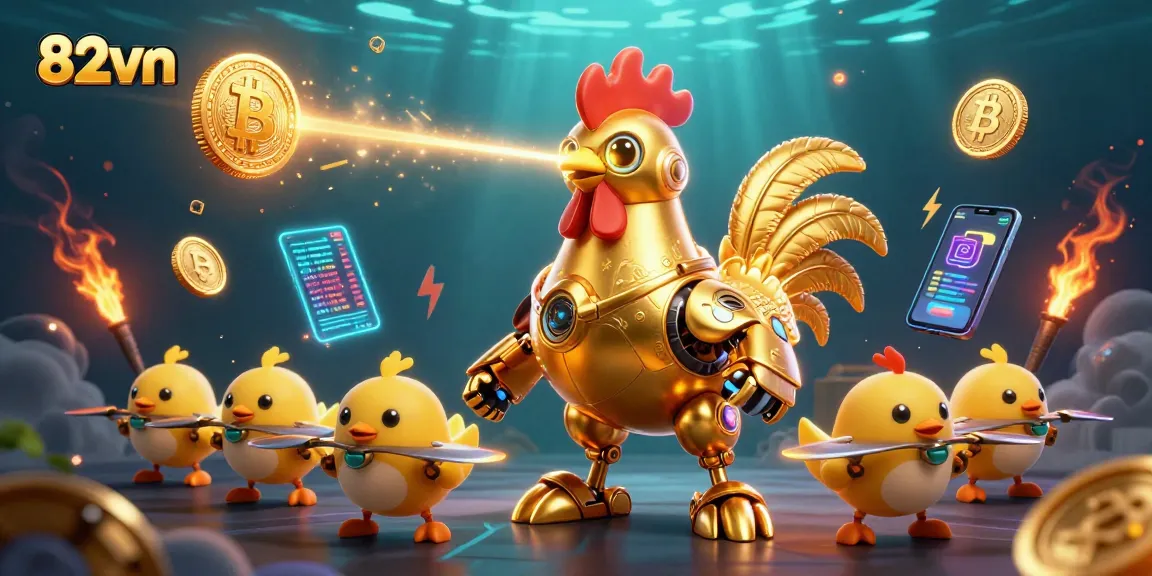 Join the excitement of 82vn as the golden rooster robot leads with thrilling laser displays and crypto elements.