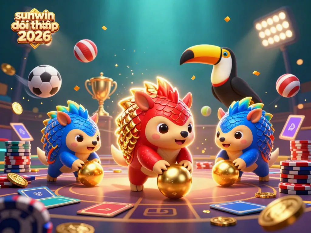 Experience thrilling gameplay at sunwin đổi thưởng 2026 with our vibrant 3D gambling scene featuring competitive pangolins.