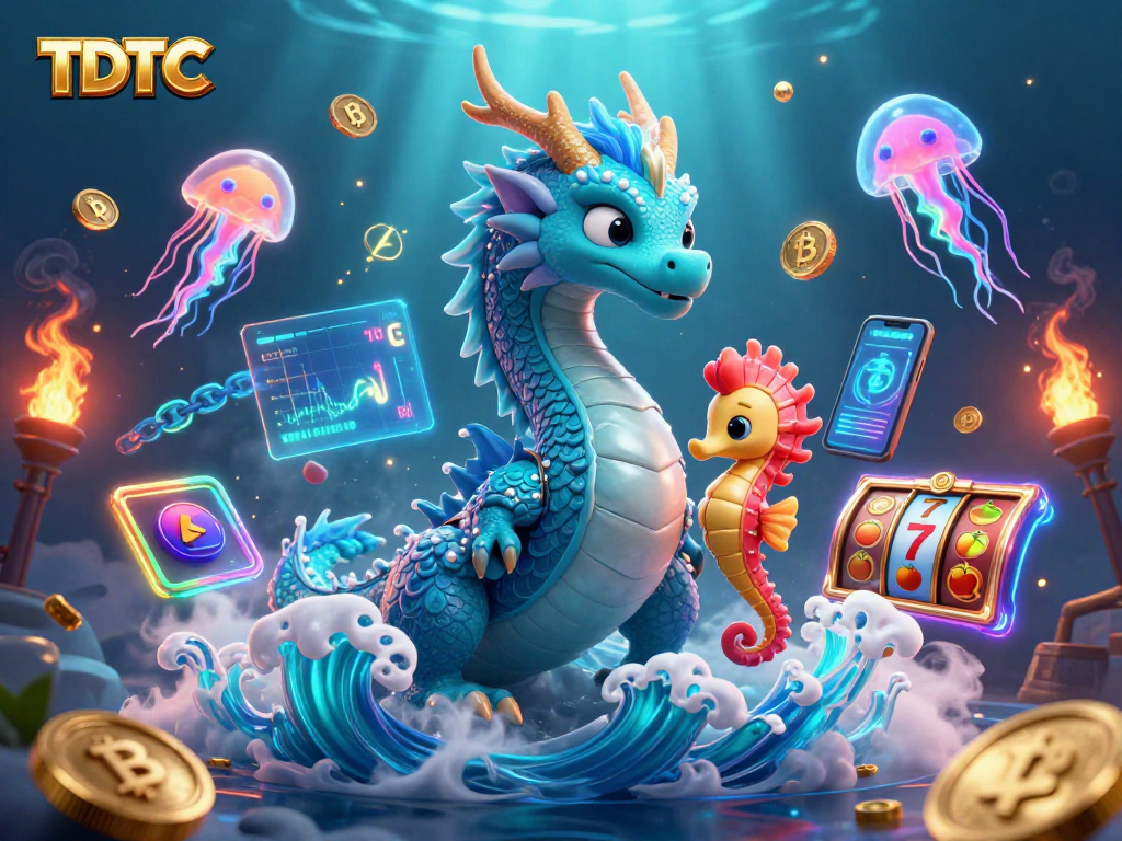 Boost your gaming with TDTC, featuring vibrant 3D underwater casino elements and characters.