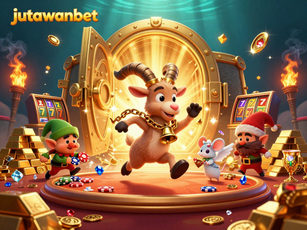 Experience thrilling gameplay at jutawanbet with vibrant 3D casino illustration filled with excitement.