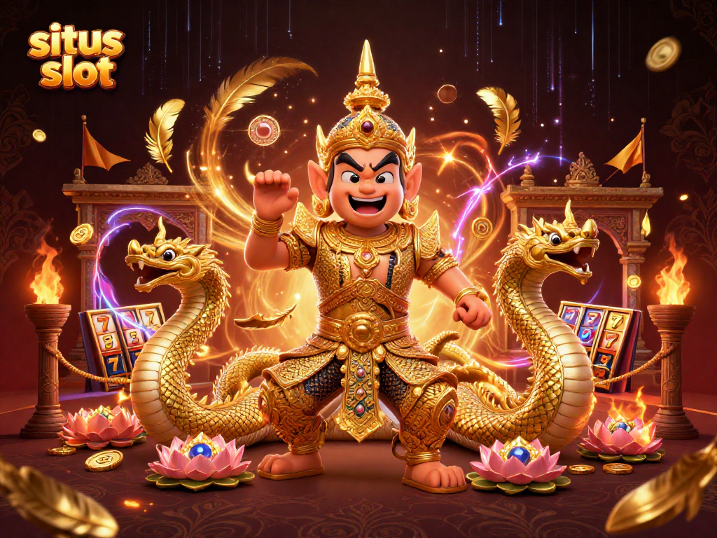 Experience the thrill of situs slot with a dynamic 3D scene featuring vibrant symbols and characters.