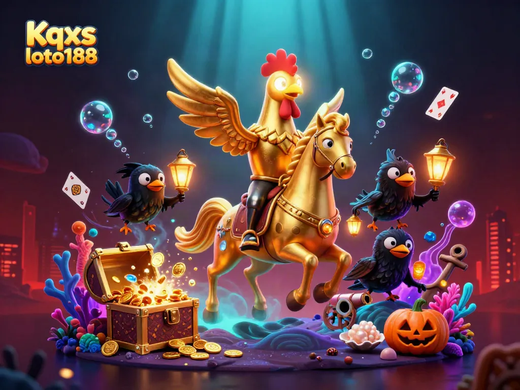 Experience the thrill of Kqxs loto188 in a vibrant midnight casino scene with glowing characters.