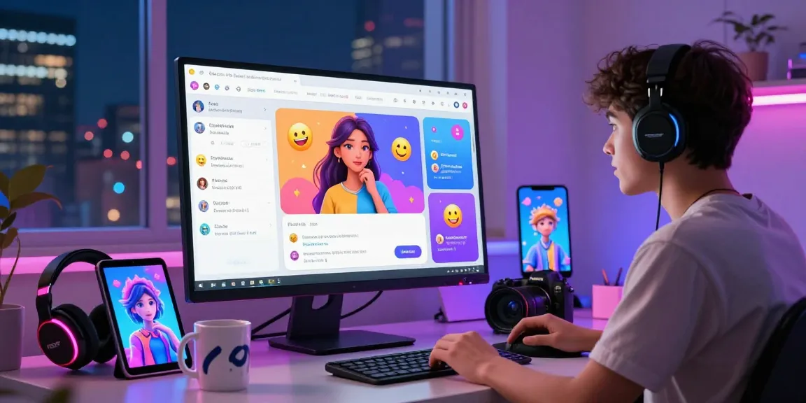 Interactive NSFW AI chat interface with vibrant design elements and a user engaging with a virtual companion.