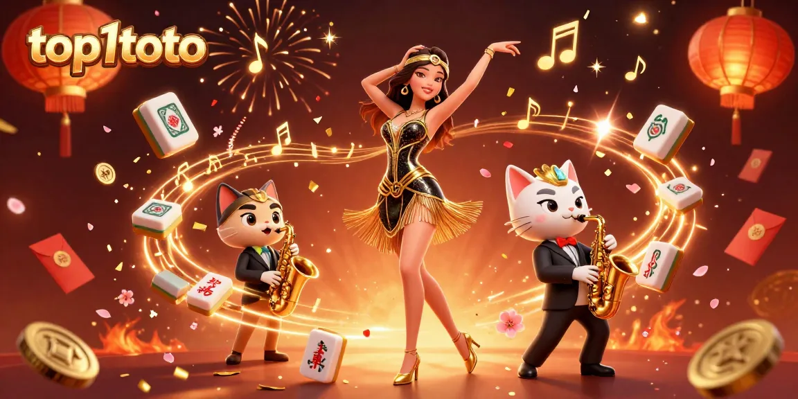Engage with the thrilling world of top1toto lottery as golden notes and confetti swirl around vibrant characters.