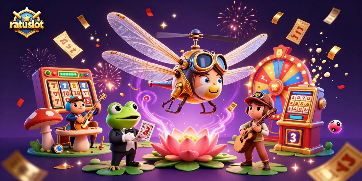 Experience gaming excitement with ratuslot's colorful casino scene featuring dynamic characters and vibrant game elements.
