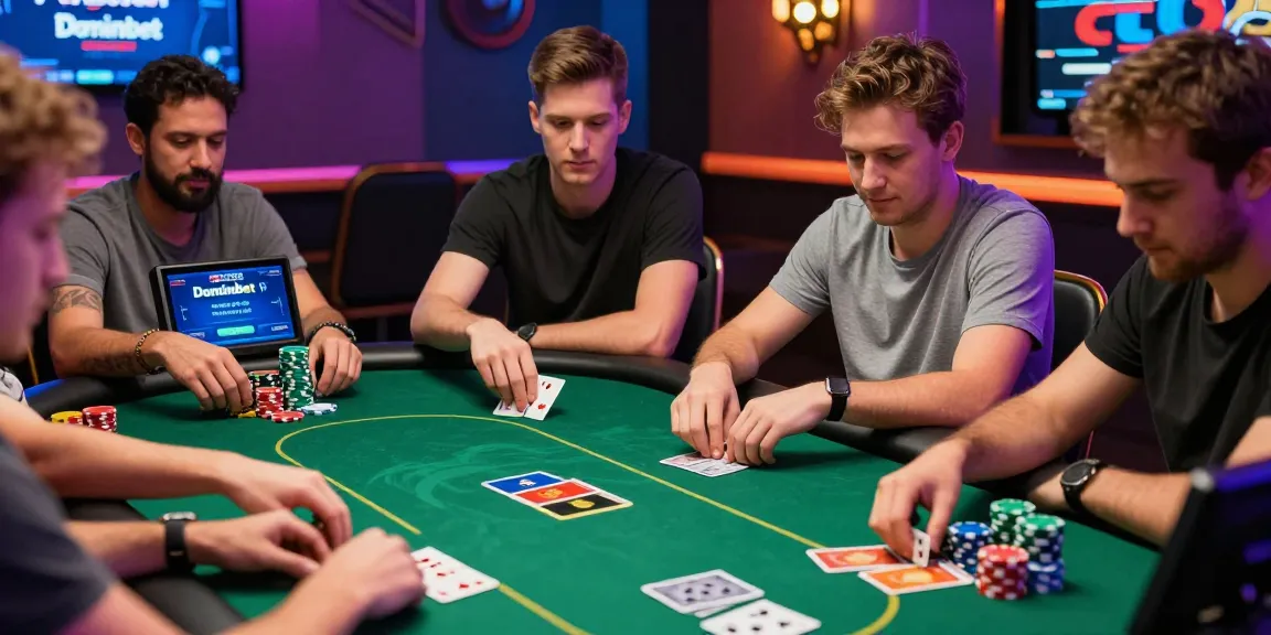 Engaging scene of players enjoying Game Poker Uang Asli Dominobet online with vibrant interface and lively atmosphere.