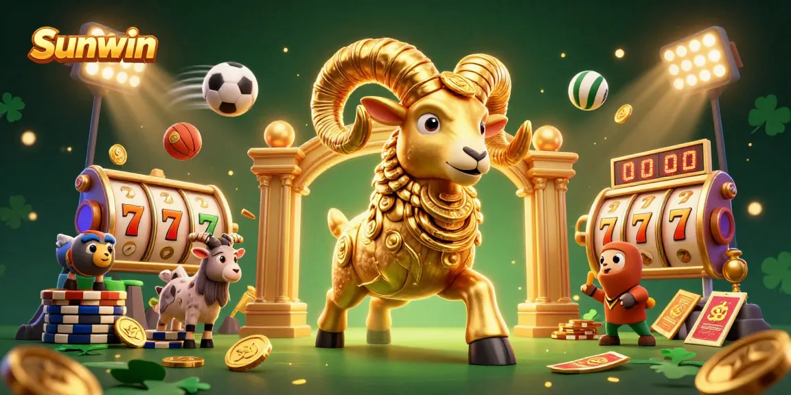 Sunwin showcases thrilling slot and sports betting excitement with a dynamic casino scene.