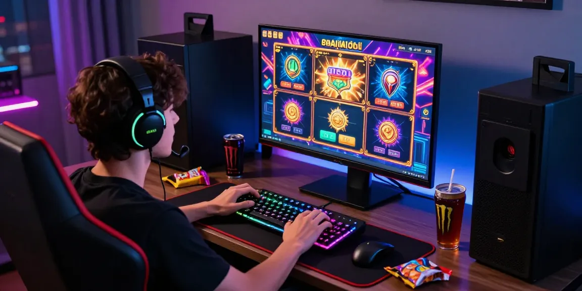 Pengguna slot menikmati permainan slot online dengan grafis cerah di ruang bermain yang nyaman.